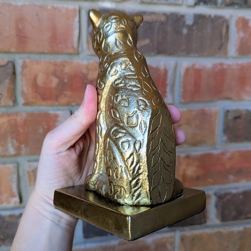 Opalhouse Cheetah Leopard Gold Brass Tone Metal Sculptural Bookends Maximalist - Picture 4 of 7